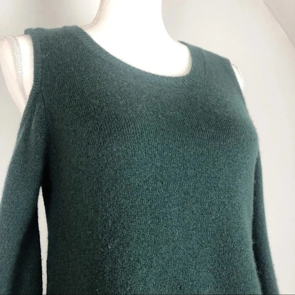 LOFT Green Cold Shoulder Bell Sleeve Sweater - Picture 2 of 8